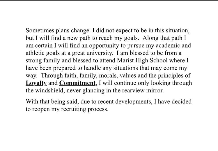 TJ Ivy-Decommitmen Statement
